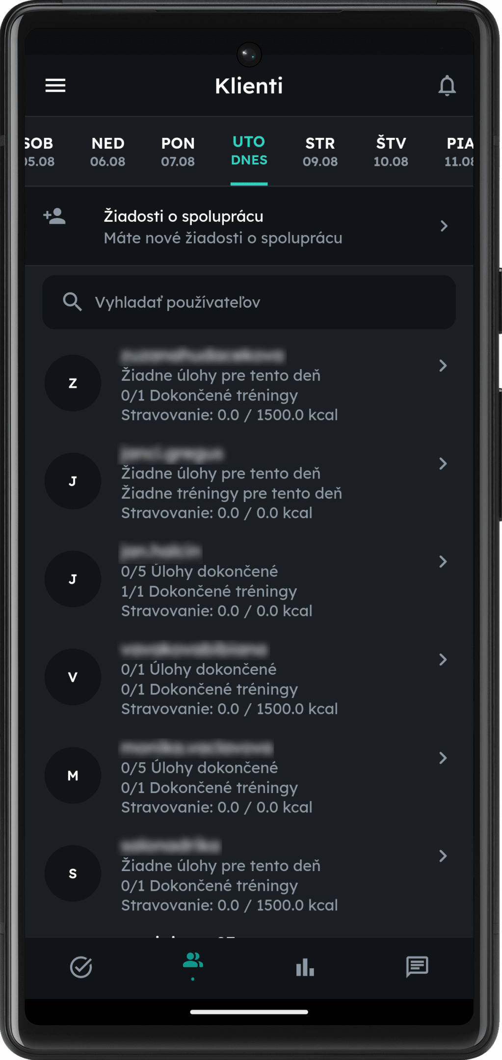 Náhľad aplikácie klienti blur